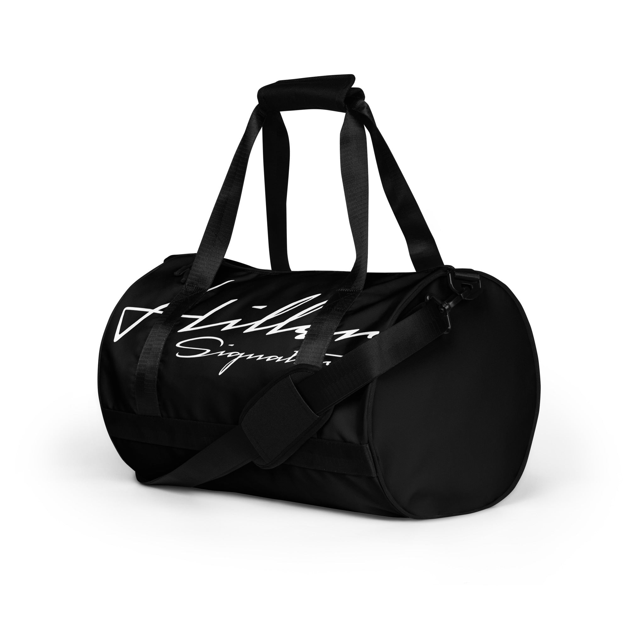 Signature Gym Bag White on Black - Hiller Signature