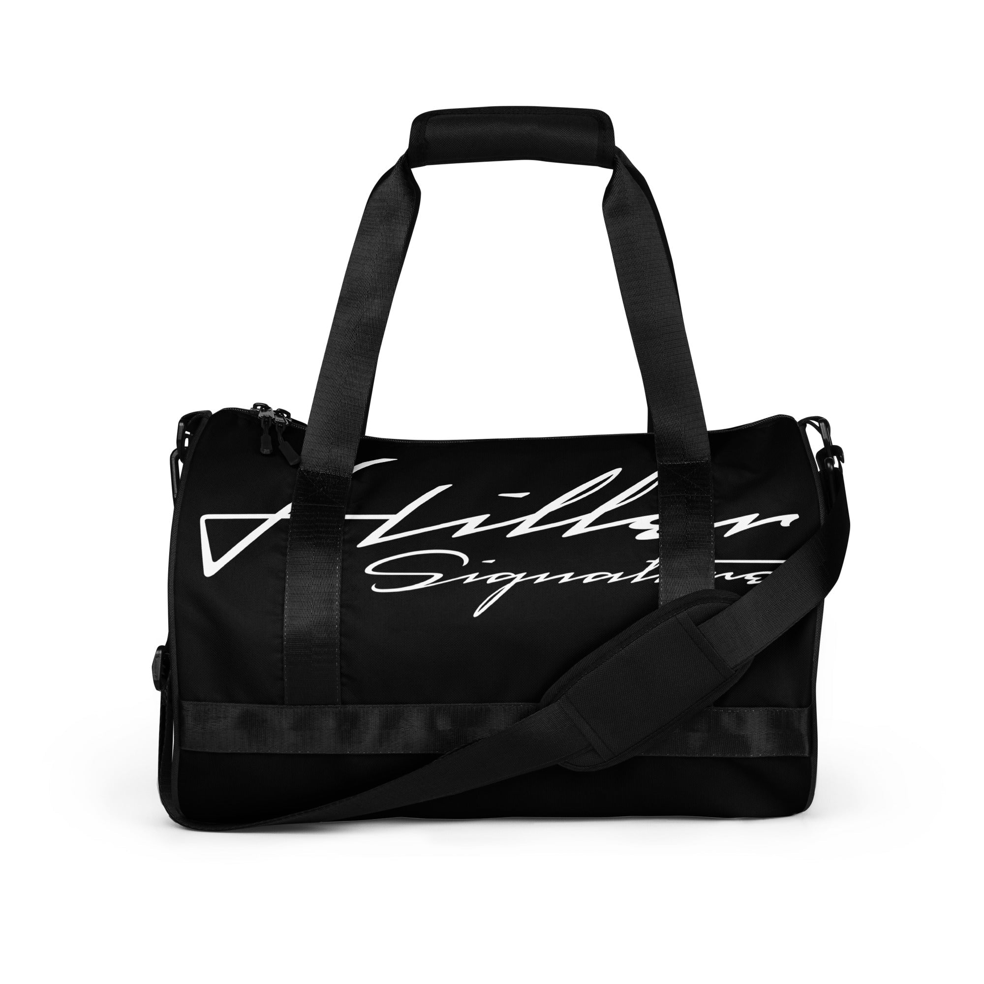 Signature Gym Bag White on Black - Hiller Signature